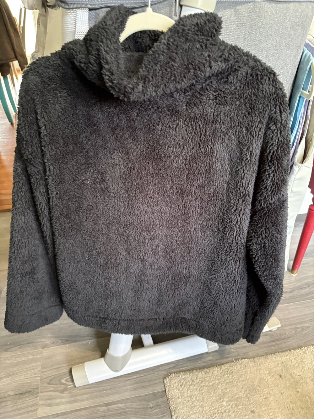Cozy Black Cowl Neck Plush Sweater